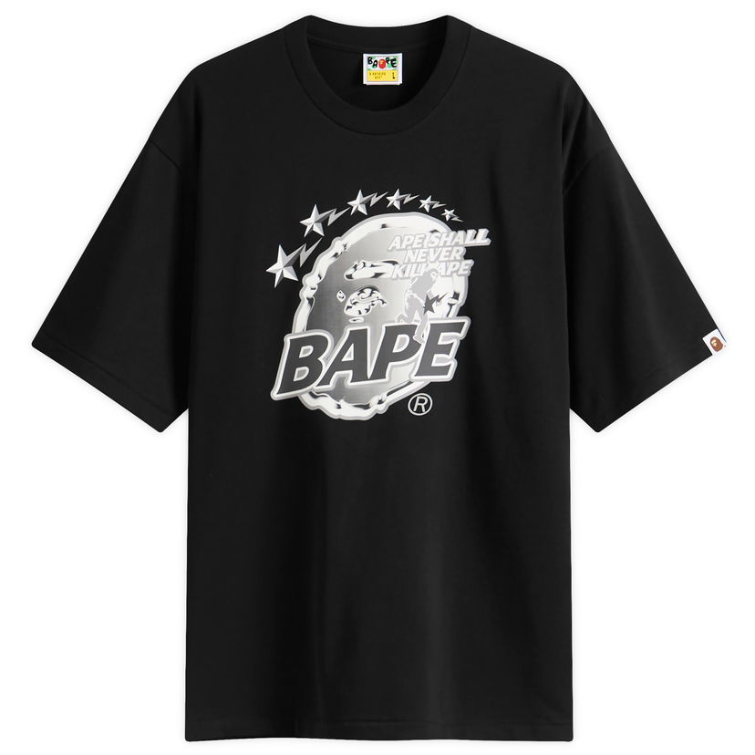 T-paita BAPE Metal Ape Head Tee Musta | 001TEL801340M-BLK