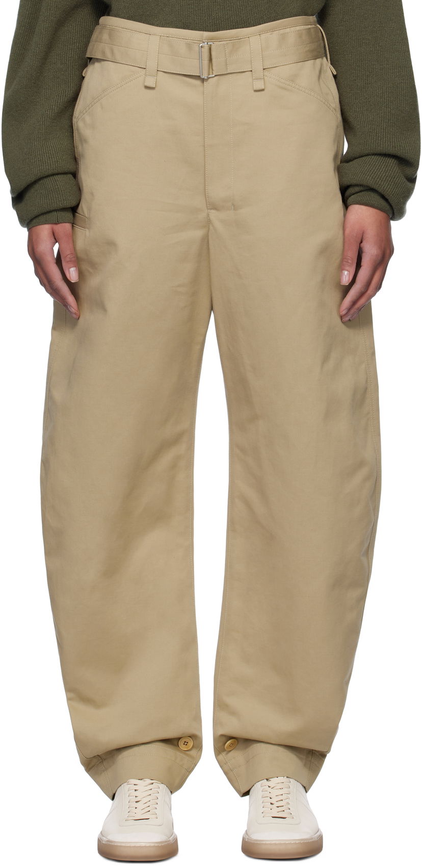 Cargo housut LEMAIRE Lemaire Belted Tapered Trousers Beige | PA1159 LF1309