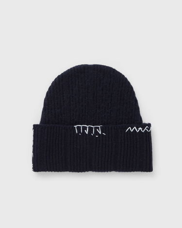 Pipo Marni Ribbed Knit Beanie with Contrast Stitching Tummansininen | CLZC0170Q0-00B90, 1