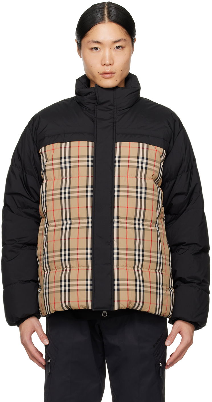 Takki Burberry Vintage Check Reversible Down Jacket Musta | 8079296