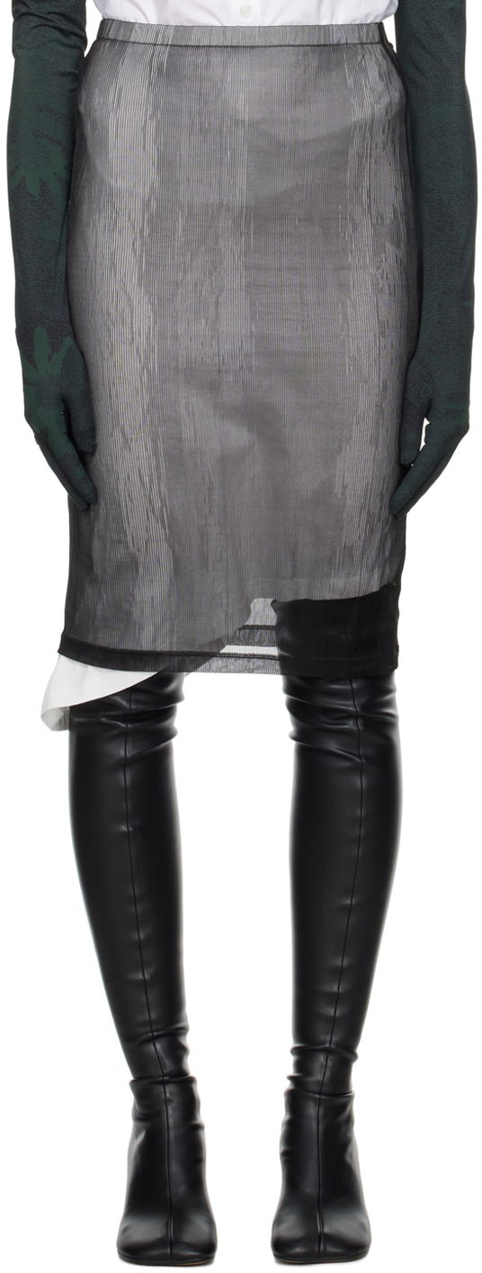 Hame Maison Margiela MM6 Ribbed Midi Skirt Musta | S52MC0006 STJ403