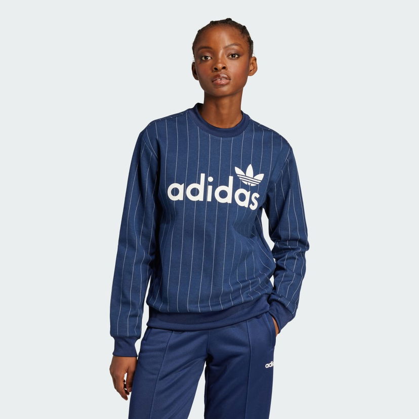 Villapaita adidas Performance Pinstripe Graphic Sweatshirt Tummansininen | JJ3488