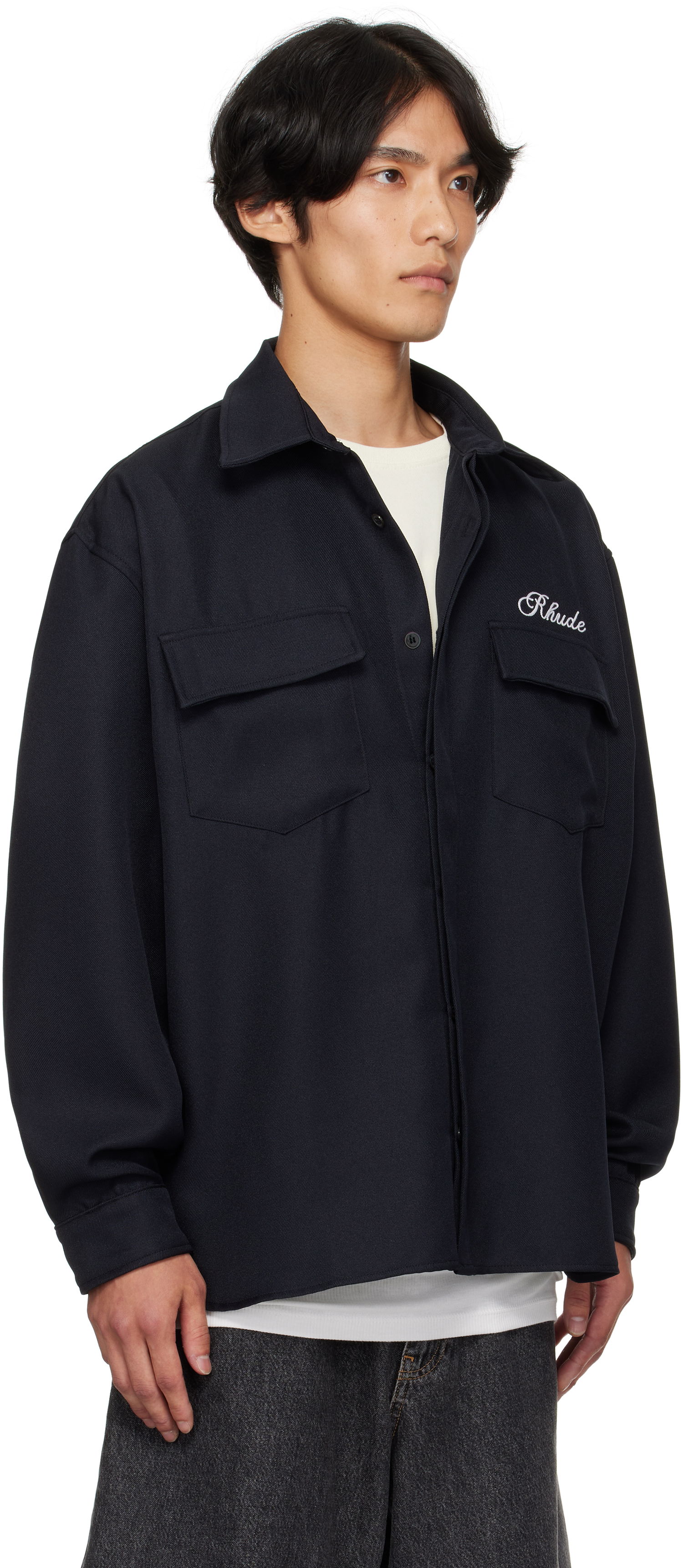 Paita Rhude Boxy Long Sleeve Work Shirt Tummansininen | RHPF25SR02731, 1