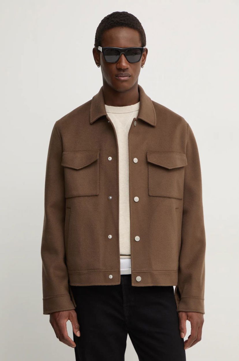 Takki Nanushka Oversized Wool Shirt Jacket Ruskea | NM24FWJK02578