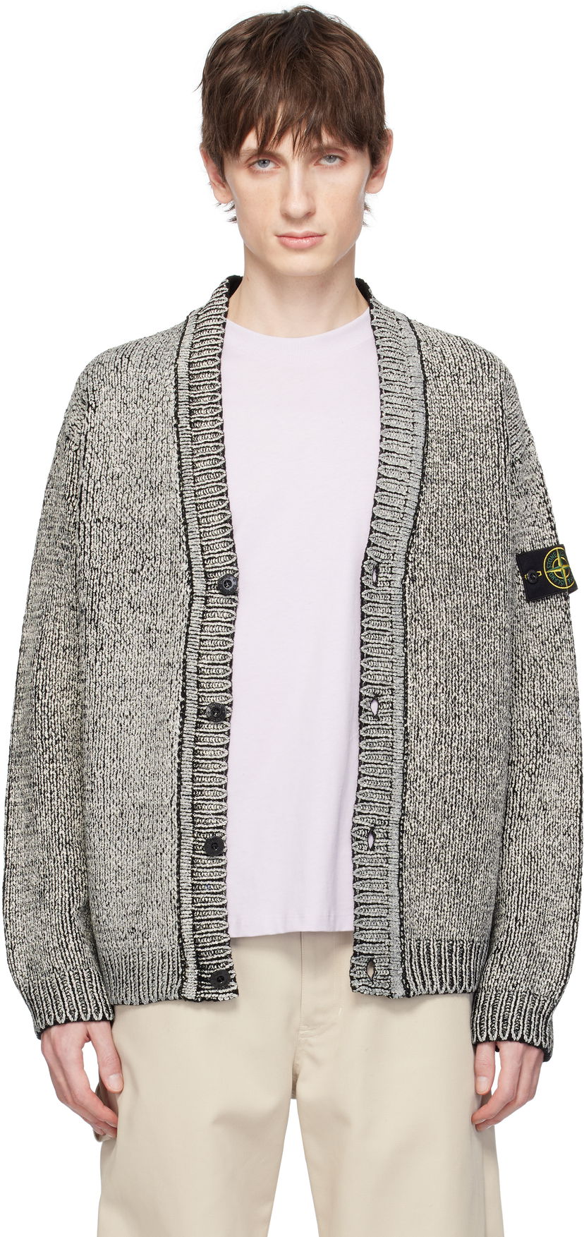 Villapaita Stone Island Stone Island Cotton Chenille Cardigan Harmaa | K1S15 5100047 S00Z1