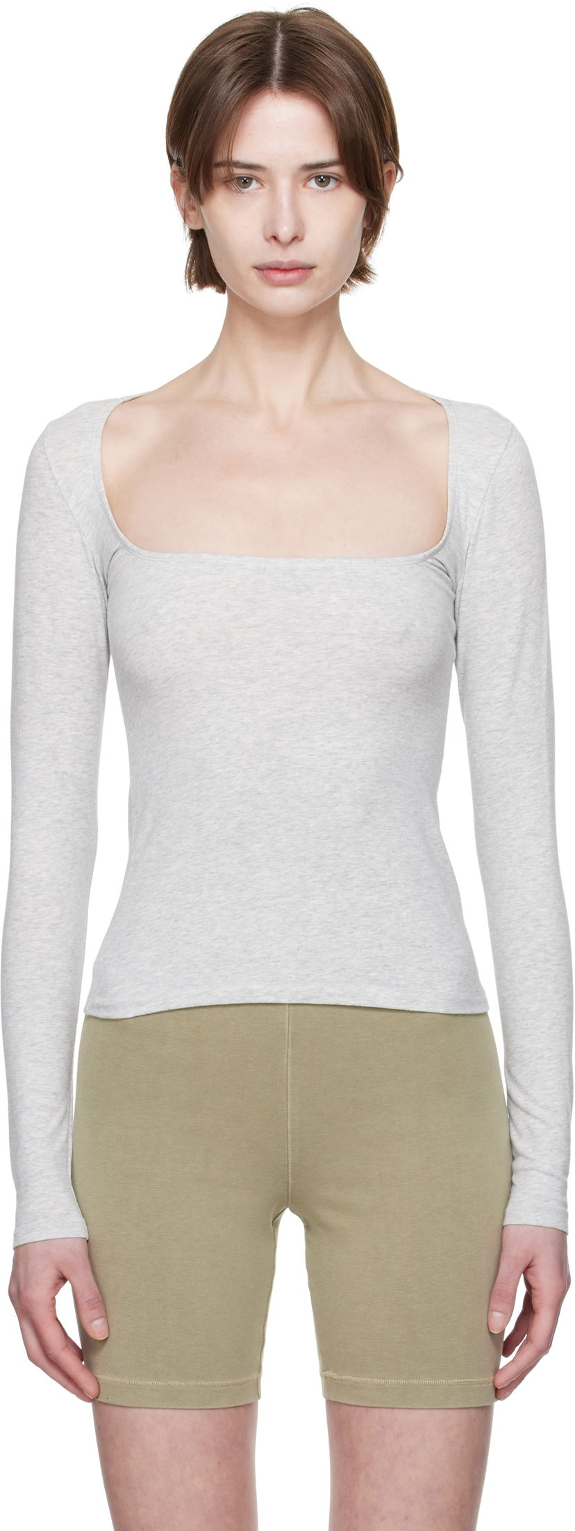 Tankkitoppi SKIMS SKIMS Cotton Jersey Scoop Neck Long Sleeve T-Shirt Harmaa | LS-LST-7908W