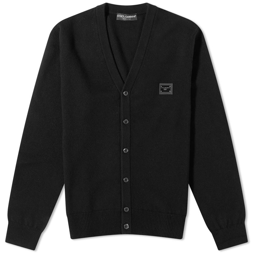 Villapaita Dolce & Gabbana Plate Knitted Cardigan Black Musta | GXO37TJEMQ4-N0000
