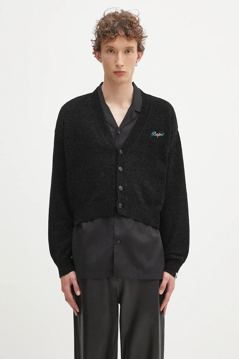 Villapaita BAPE A Bathing Ape BAPE Chenille Cardigan Musta | 1K80220002