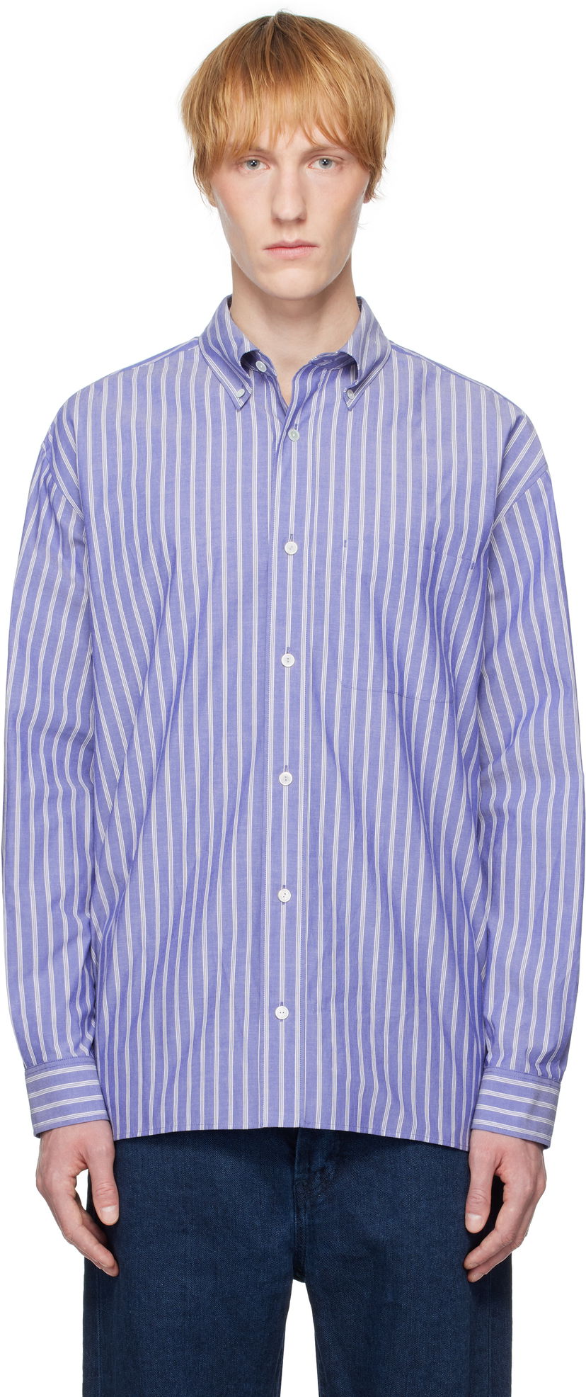Paita The Row The Row Bresson Striped Button-Down Shirt Sininen | 916-W3584