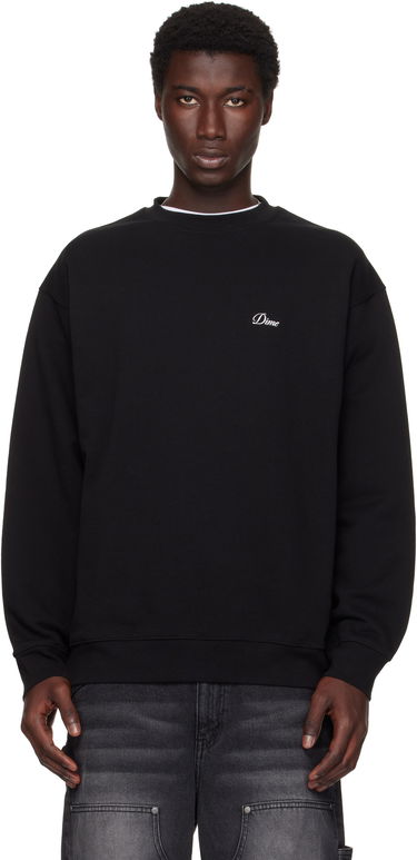Huppari Dime Dime Cursive Small Logo Crewneck Sweatshirt Musta | DIMESU2538BLK, 0