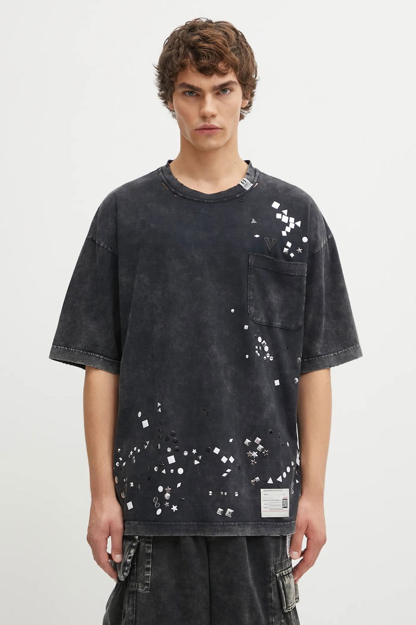 T-paita Maison MIHARA YASUHIRO Maison MIHARA YASUHIRO Embellished Bleached T-Shirt Musta | A15TS631