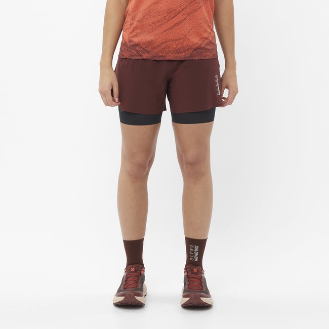 Shortsit Salomon Salomon S/LAB Ultra 2-in-1 Running Shorts Ruskea | LC2449600