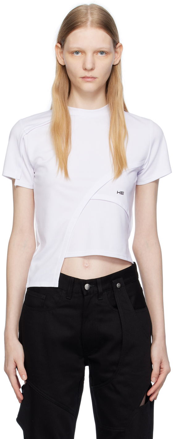 T-paita HELIOT EMIL Deconstructed Crop T-Shirt Valkoinen | HE_W_09_024_C01_WHT02