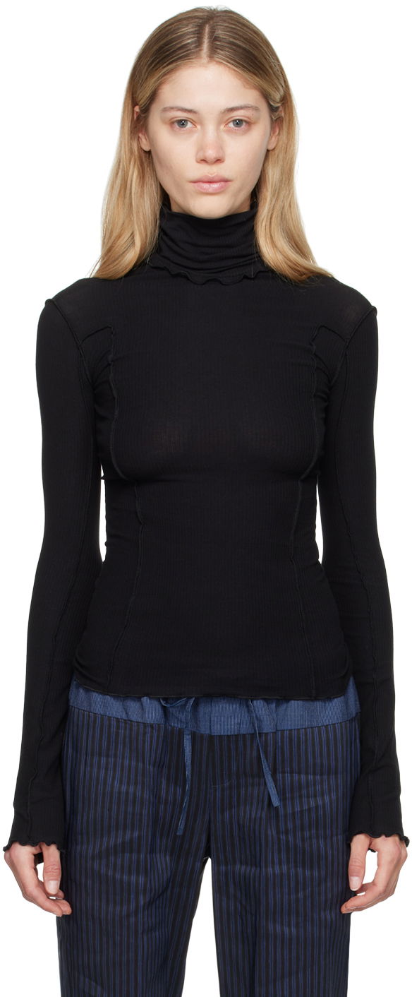 T-paita Baserange Turtleneck Long Sleeve Top Musta | TTOMT-RI-000