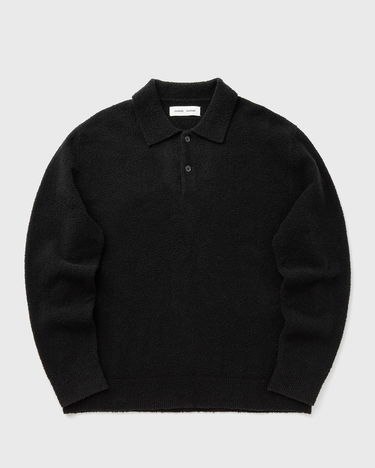 Poolopaita Samsoe Samsoe SANINO Long Sleeve Textured Knit Polo Musta | M24100093-BLACK, 0