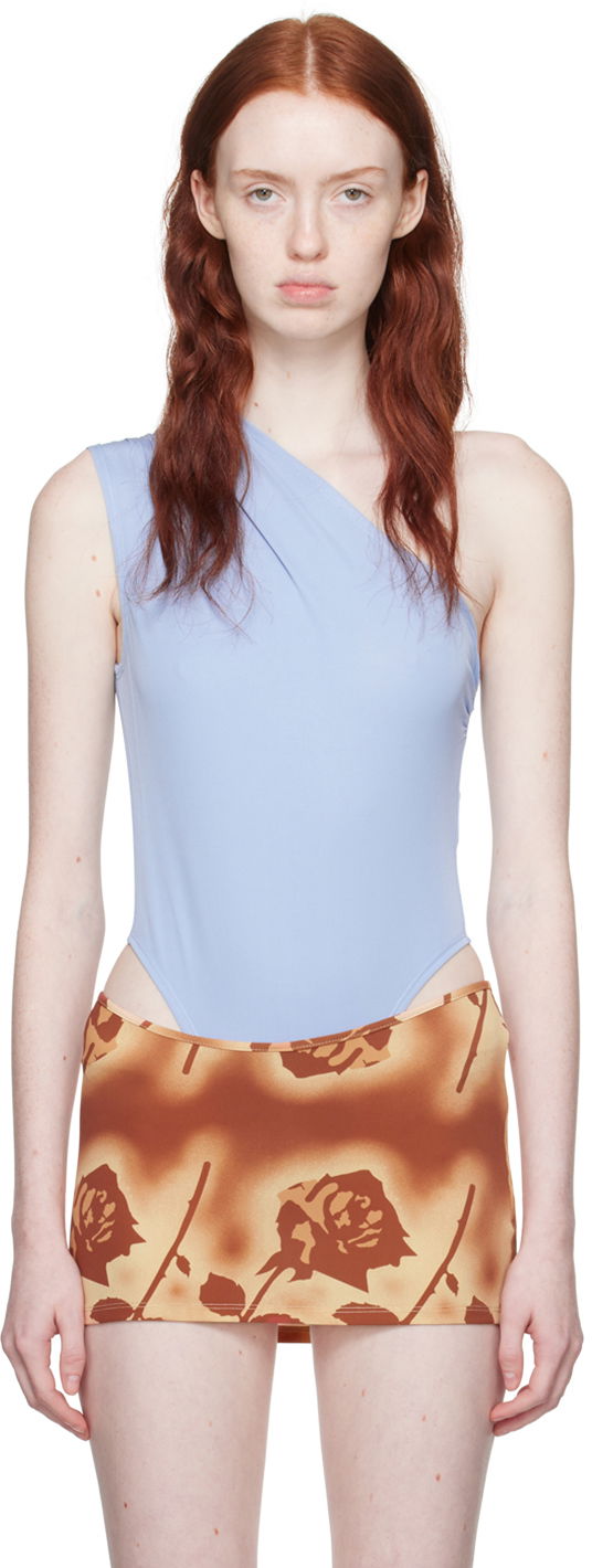 Body Miaou Miaou One Shoulder Thong Bodysuit Sininen | 6005VCJALL
