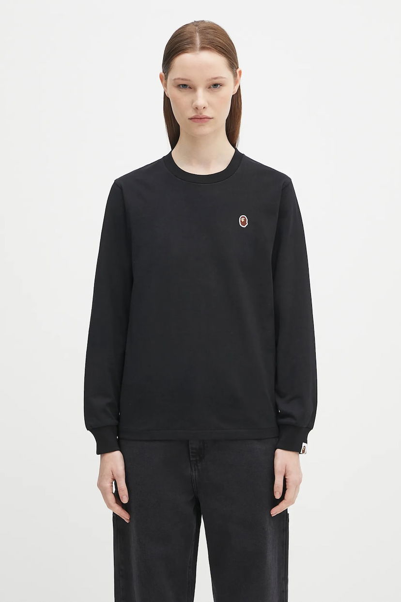 T-paita BAPE A Bathing Ape One Point Long Sleeve T-Shirt Musta | 1K80211017