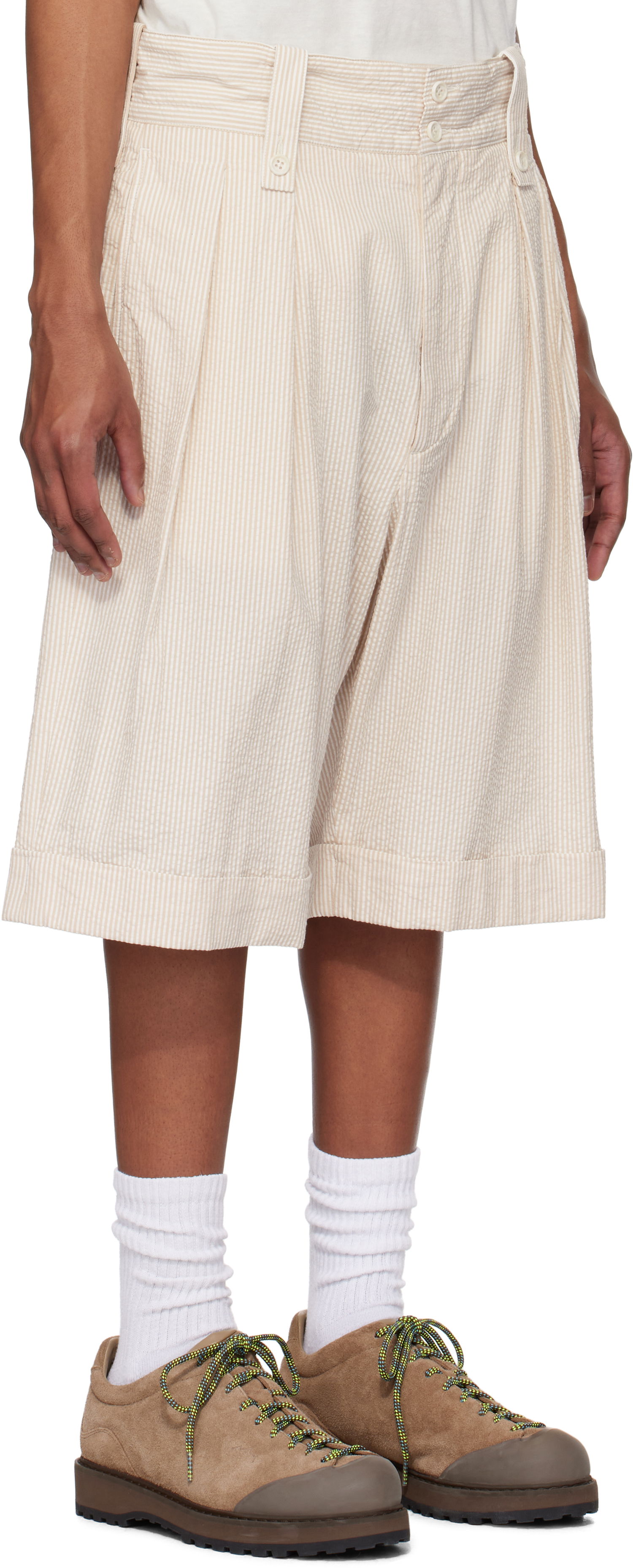 Shortsit Engineered Garments Engineered Garments Gurkha Seersucker Shorts Beige | 25S1E005, 1