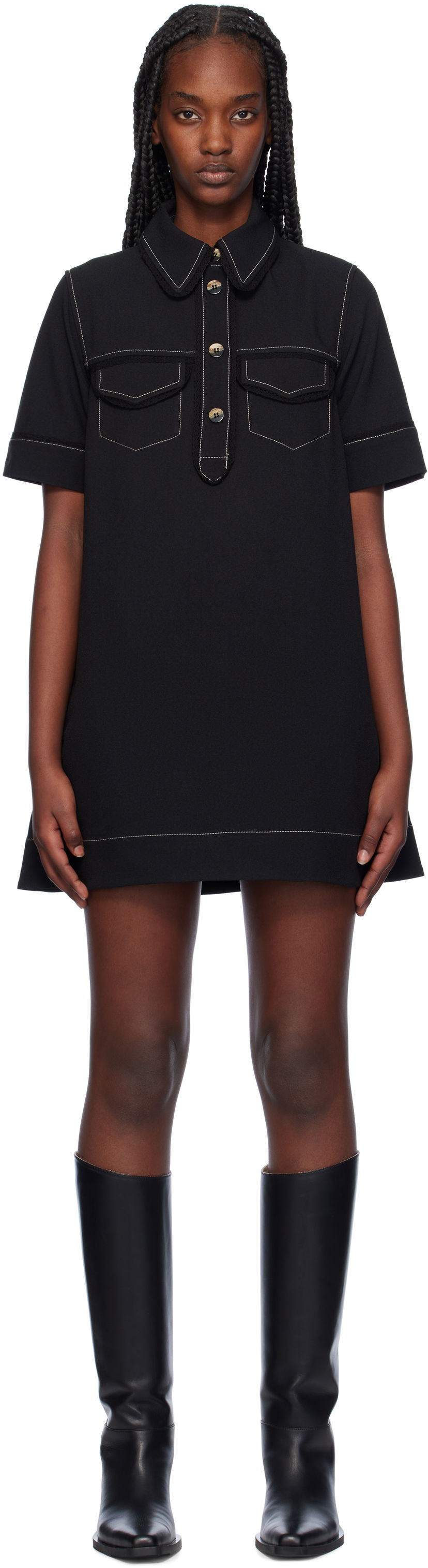 Mekko GANNI Crepe Minidress Musta | F9462