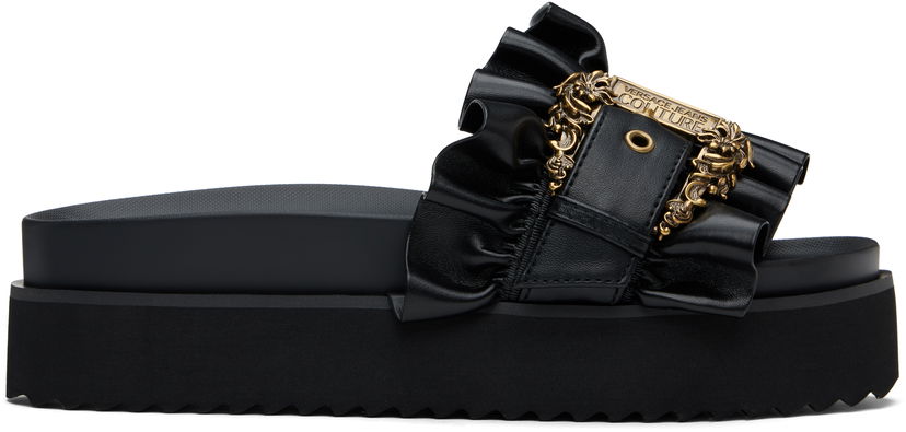 Asusteet Versace Versace Jeans Couture Baroque Buckle Platform Sandals Musta | E78VA3SM5_E71570