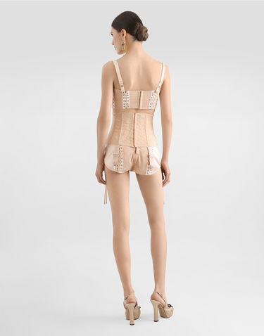 Rintaliivit Dolce & Gabbana Dolce & Gabbana Satin Bralette Top with Corset Detail Beige | F7AW6TGDCMXF0658, 2