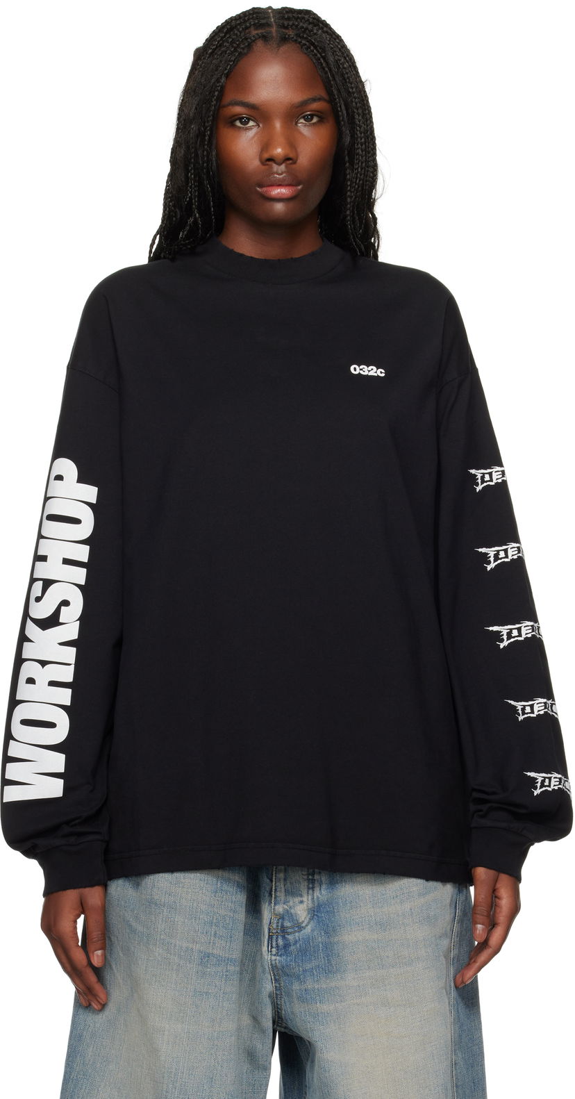 T-paita 032C Longsleeve Boxy T-shirt Musta | F24-URC-0251-050-W