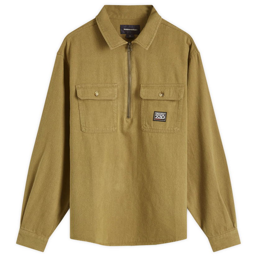 Paita thisisneverthat Quarter Zip Shirt Vihreä | TN243WSHTL04-OLV