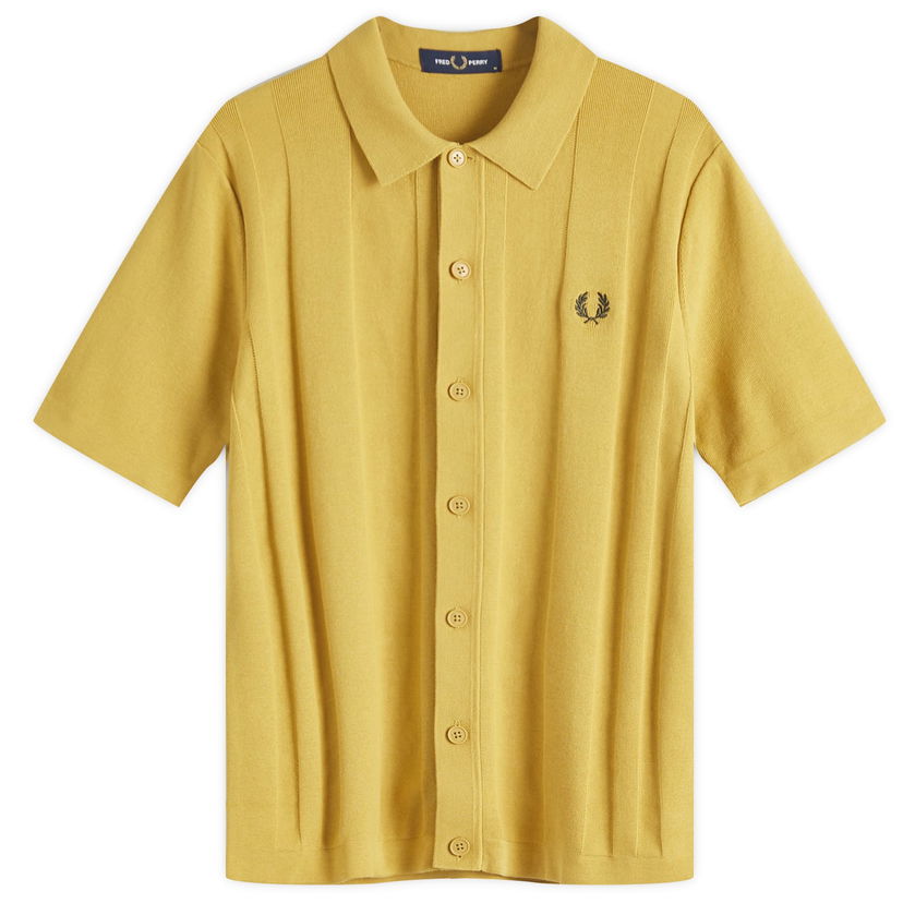 Paita Fred Perry Fred Perry Knitted Short Sleeve Button Shirt Keltainen | K9727-X18