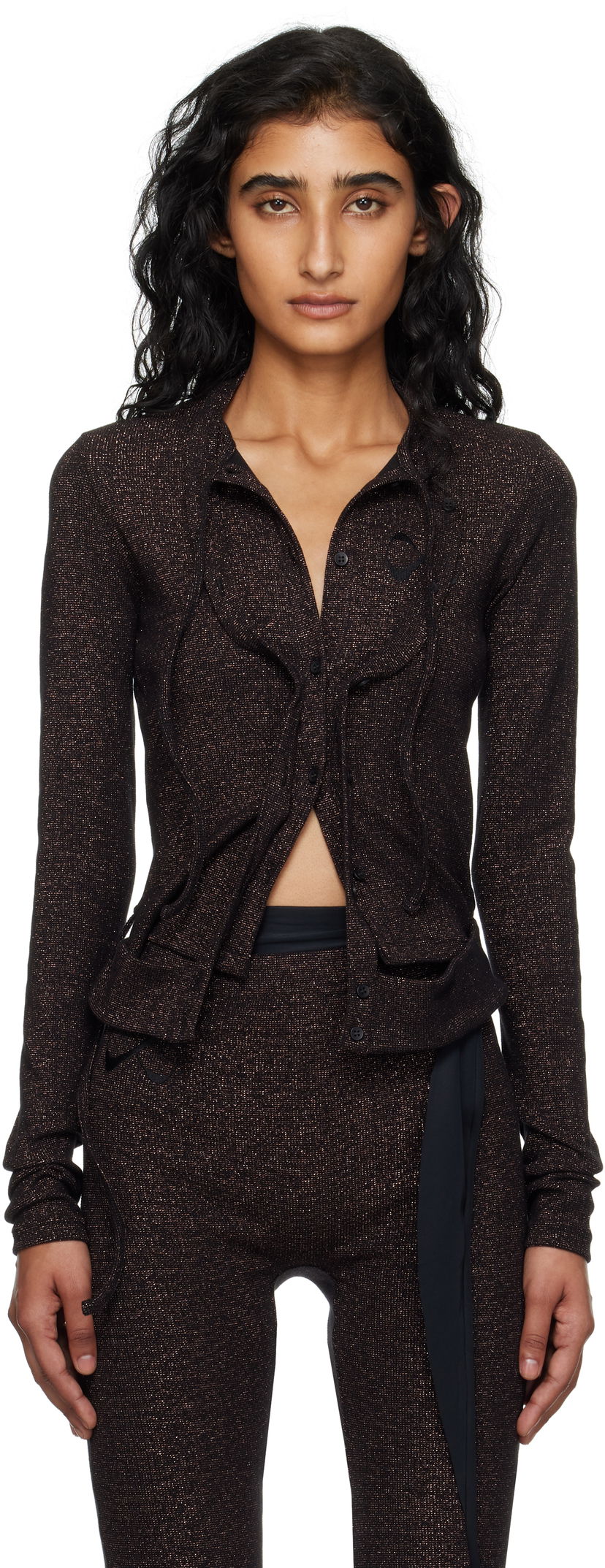 Villapaita Ottolinger Ottolinger Double Closure Rib Knit Cardigan Musta | 104-600204-03