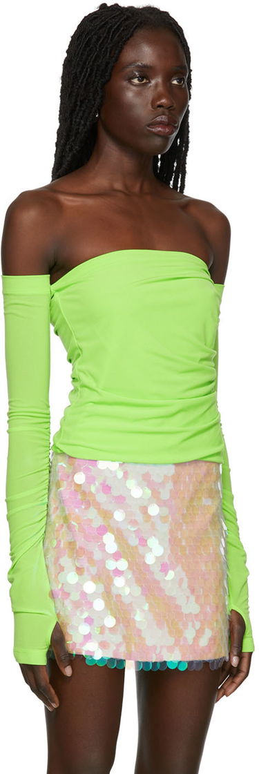 Tankkitoppi Helmut Lang Women's Twist Off-The-Shoulder Blouse Vihreä | M05HW503, 1