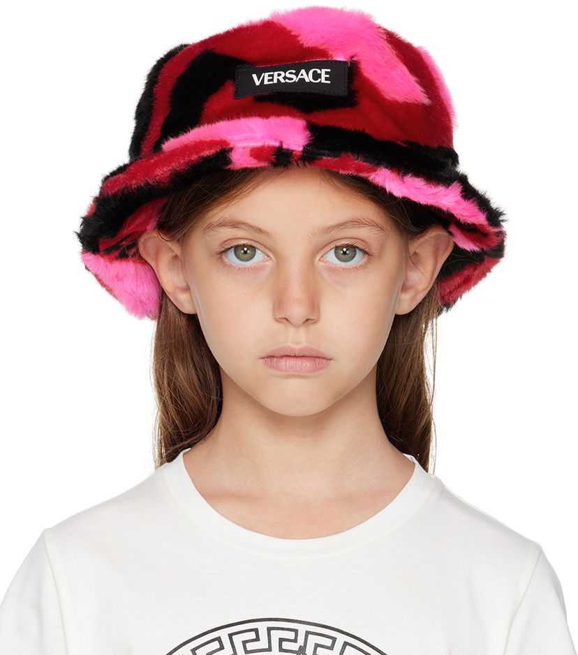 Hattu Versace Kids 'La Greca' Faux Fur Bucket Hat Monivärinen | 1001932_1A05277