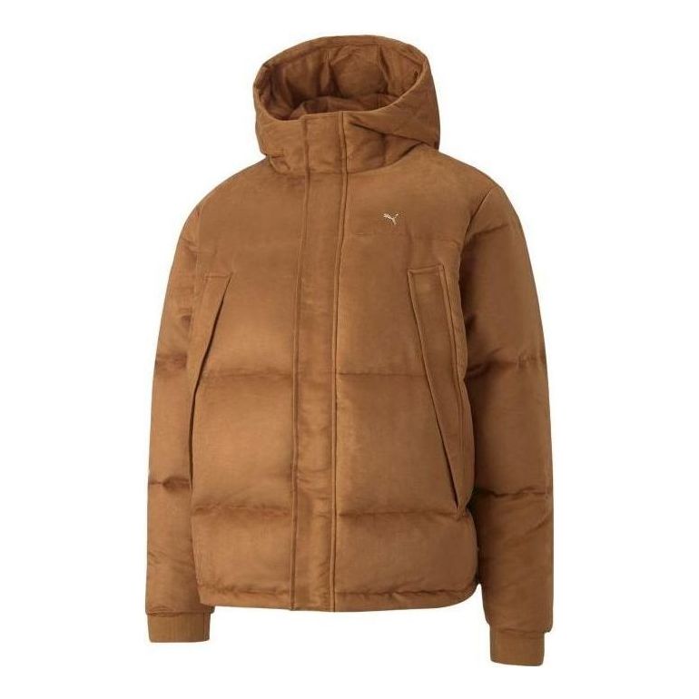 Puffer takki Puma Faux Leather Down Jacket Ruskea | 535786-74