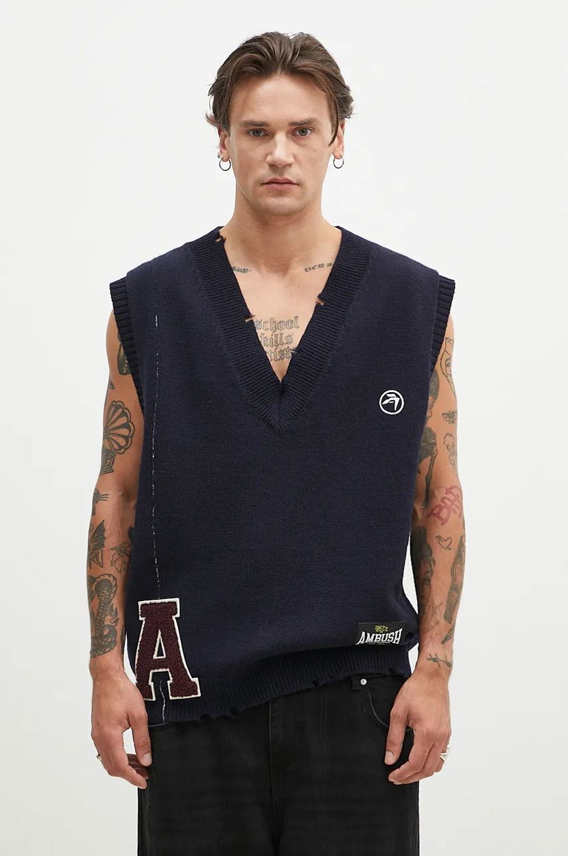 Liivi Ambush Repair Stitch V Neck Vest Sininen | BMHZ002F24KNI0014628