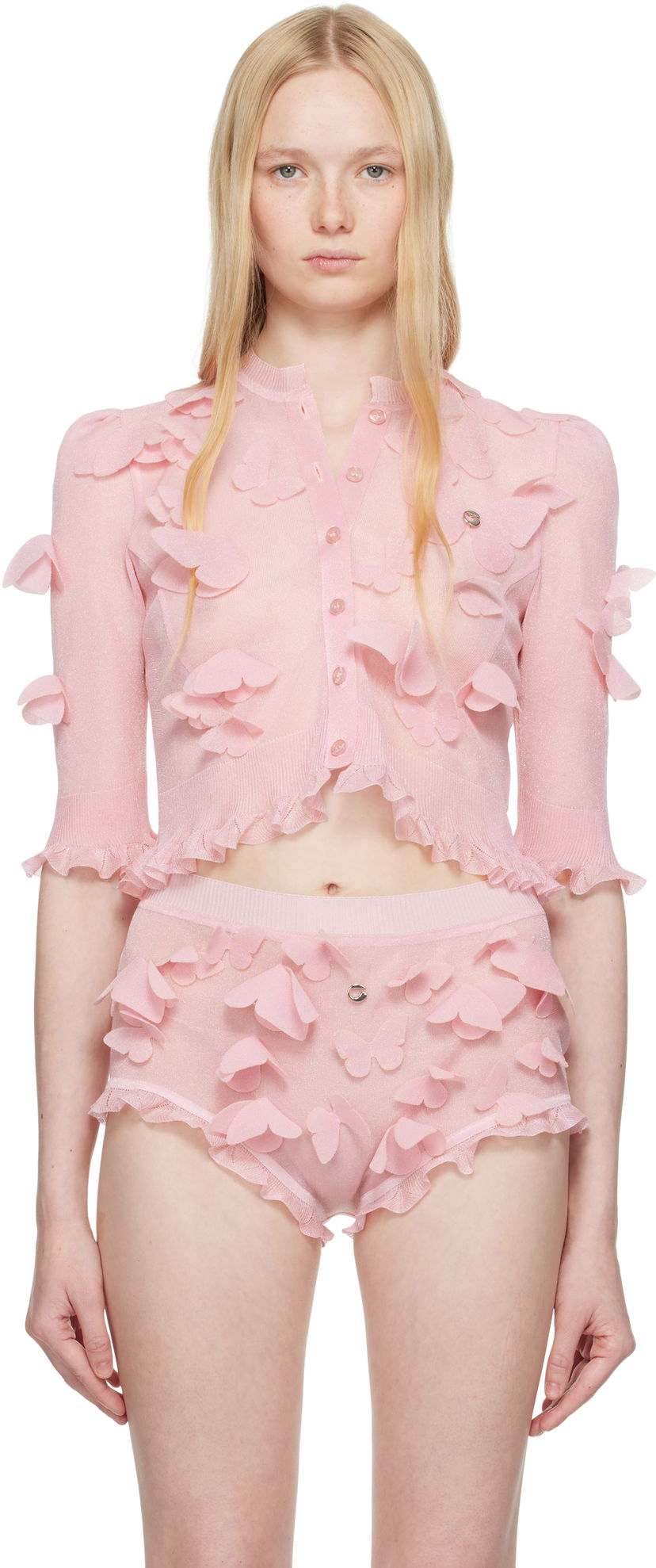 Pikkuhousut Coperni Coperni Knitted Butterfly Top Vaaleanpunainen | COPML142Y3015