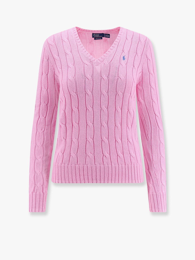 Villapaita Polo by Ralph Lauren Pink Cable Knit V-Neck Sweater Vaaleanpunainen | 211891641004