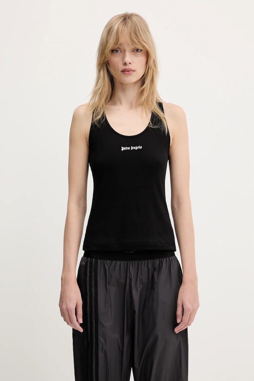 Tankkitoppi Palm Angels Palm Angels Classic Logo Rib Tank Top Musta | PWAC020C99FAB0011003
