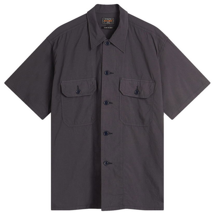 Paita BEAMS Beams Plus Textured Ripstop Short Sleeve Shirt, Size Large Harmaa | 3801-0186-139-79