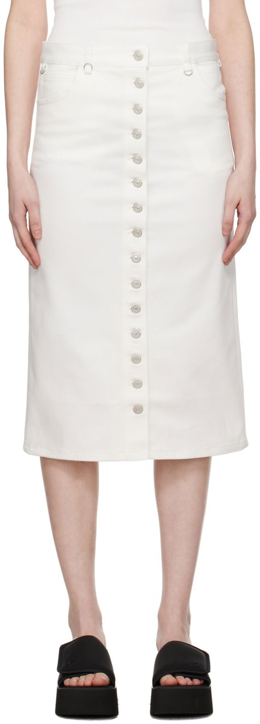 Hame Courrèges Courrèges Multiflex Denim Button-Front Skirt Valkoinen | 124DJU155DE0022