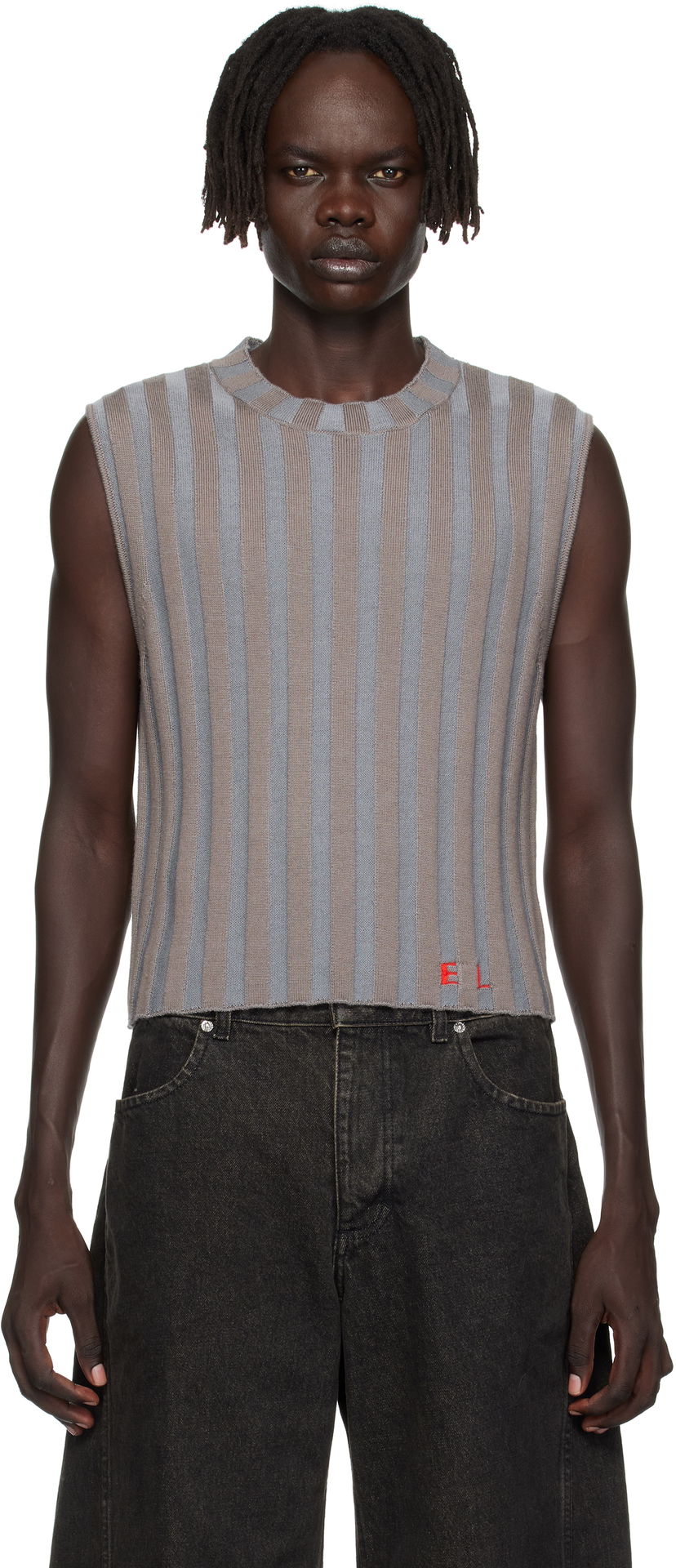 Villapaita Eckhaus Latta Eckhaus Latta Ribbed Knit Vest Harmaa | 8025-EL-PF25-H