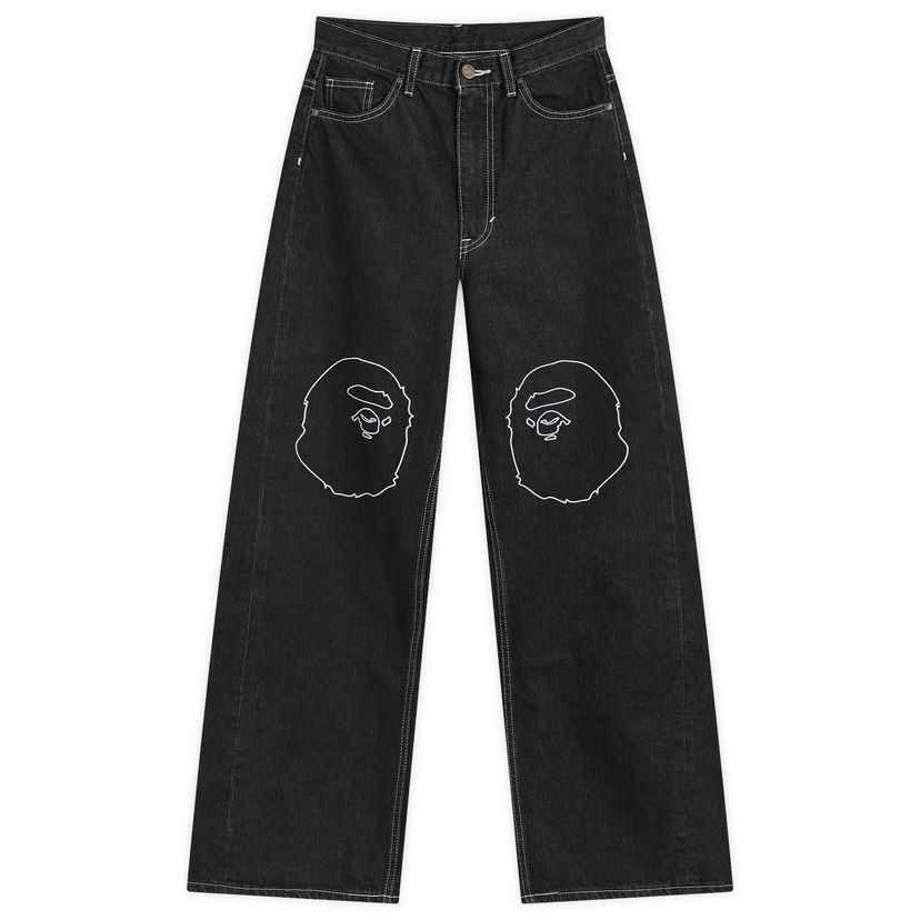 Jeans BAPE Ape Head Oversized Jeans Musta | 001DPK802005L-BLK