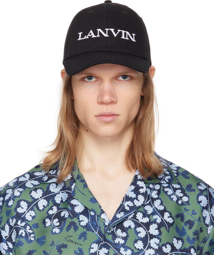 Korkki LANVIN Lanvin Embroidered Cotton Baseball Cap Musta | AM-HAWCA1-1CLO-P25