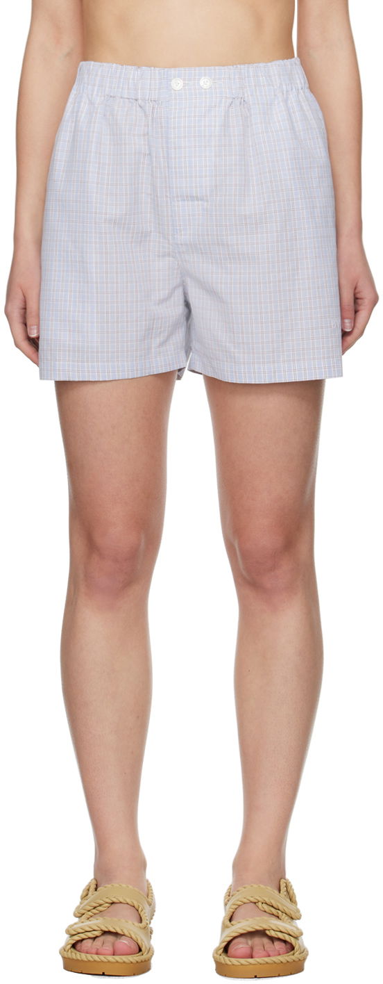 Shortsit Bottega Veneta Checked Shorts Sininen | 770254 V3ZB0
