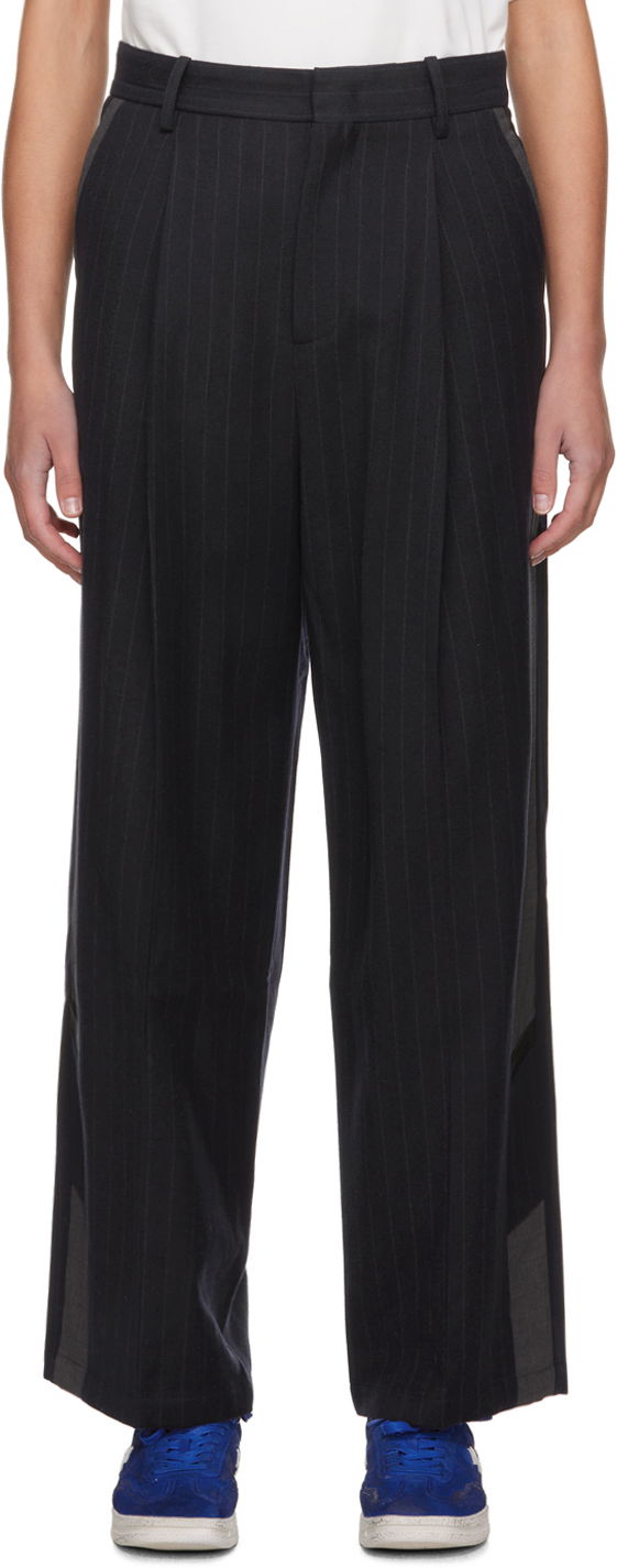 Housut ADER ERROR Pinstripe Wide-Leg Trousers Musta | BMADFWSA0203NV