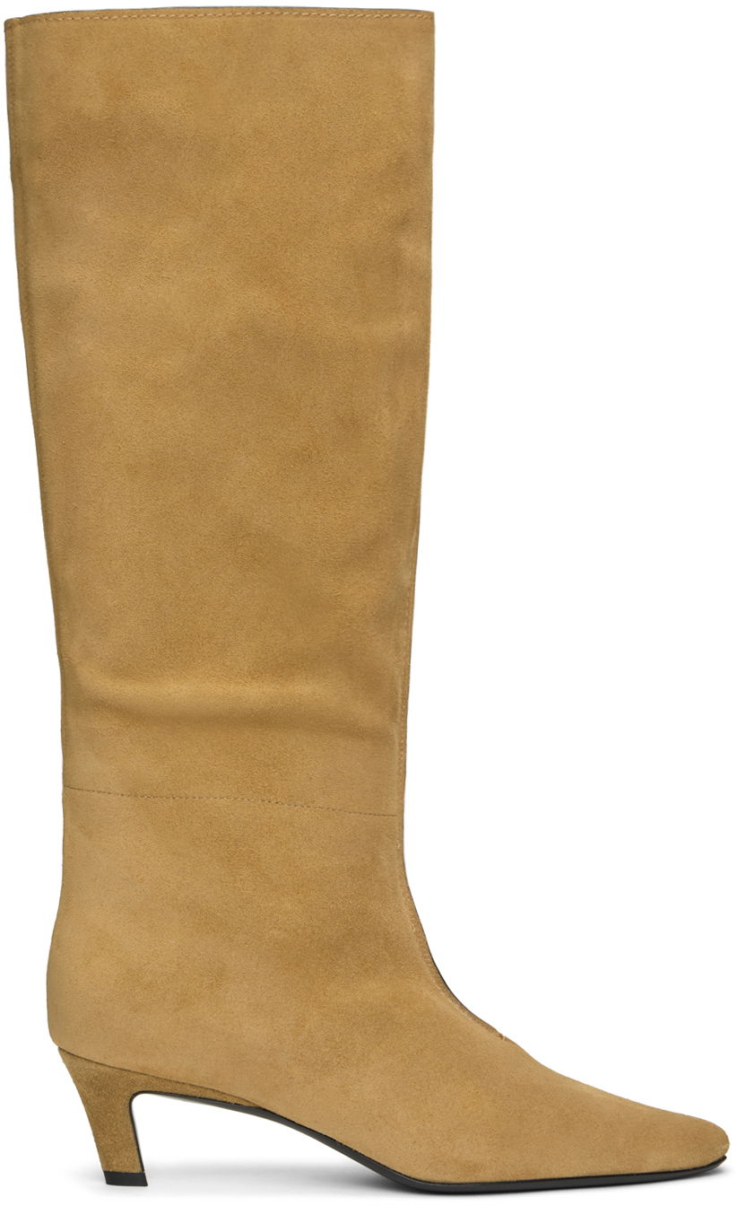 Vaatteet TOTEME TOTEME Wide Shaft Suede Knee-High Boots Beige | 243-WAS3114-LE0003