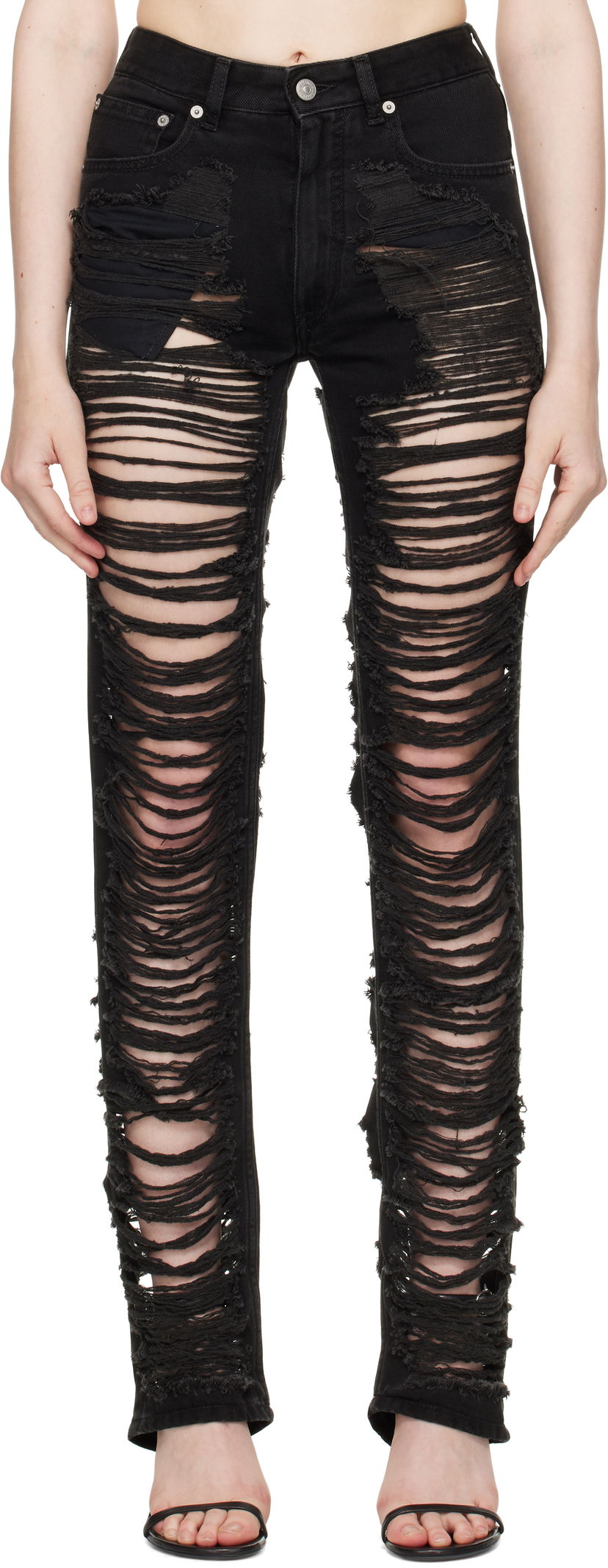 Jeans Maison Margiela MM6 Maison Margiela 5 Pockets Shredded Jeans Musta | S62LB0194 M30011