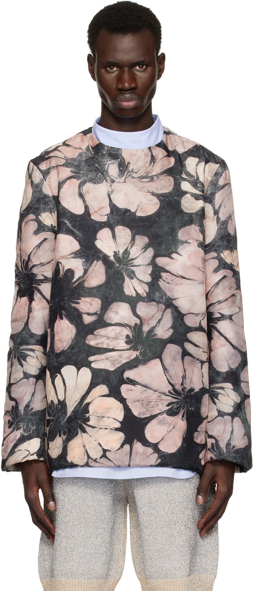 Villapaita Dries Van Noten Dries Van Noten Silk Floral-Print Long Sleeve Top Vaaleanpunainen | 251-020746-1202