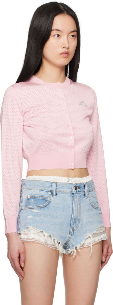 Villapaita Alexander Wang alexanderwang.t Cropped Athletic Mesh Cardigan Vaaleanpunainen | 4KC2253016, 1