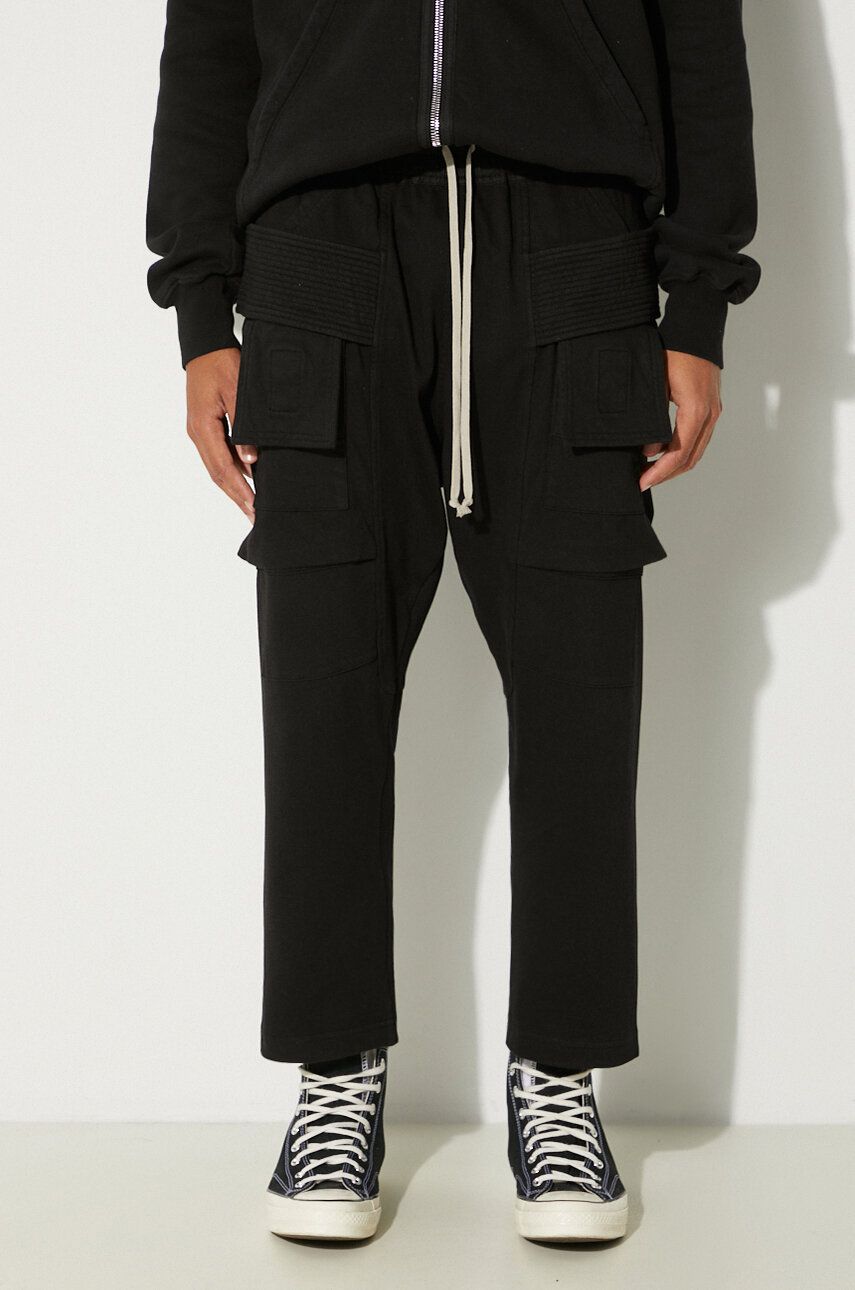 Cargo housut Rick Owens Rick Owens Creatch Cargo Cropped Drawstring Sweatpants Musta | DU02D2371.RIG, 0