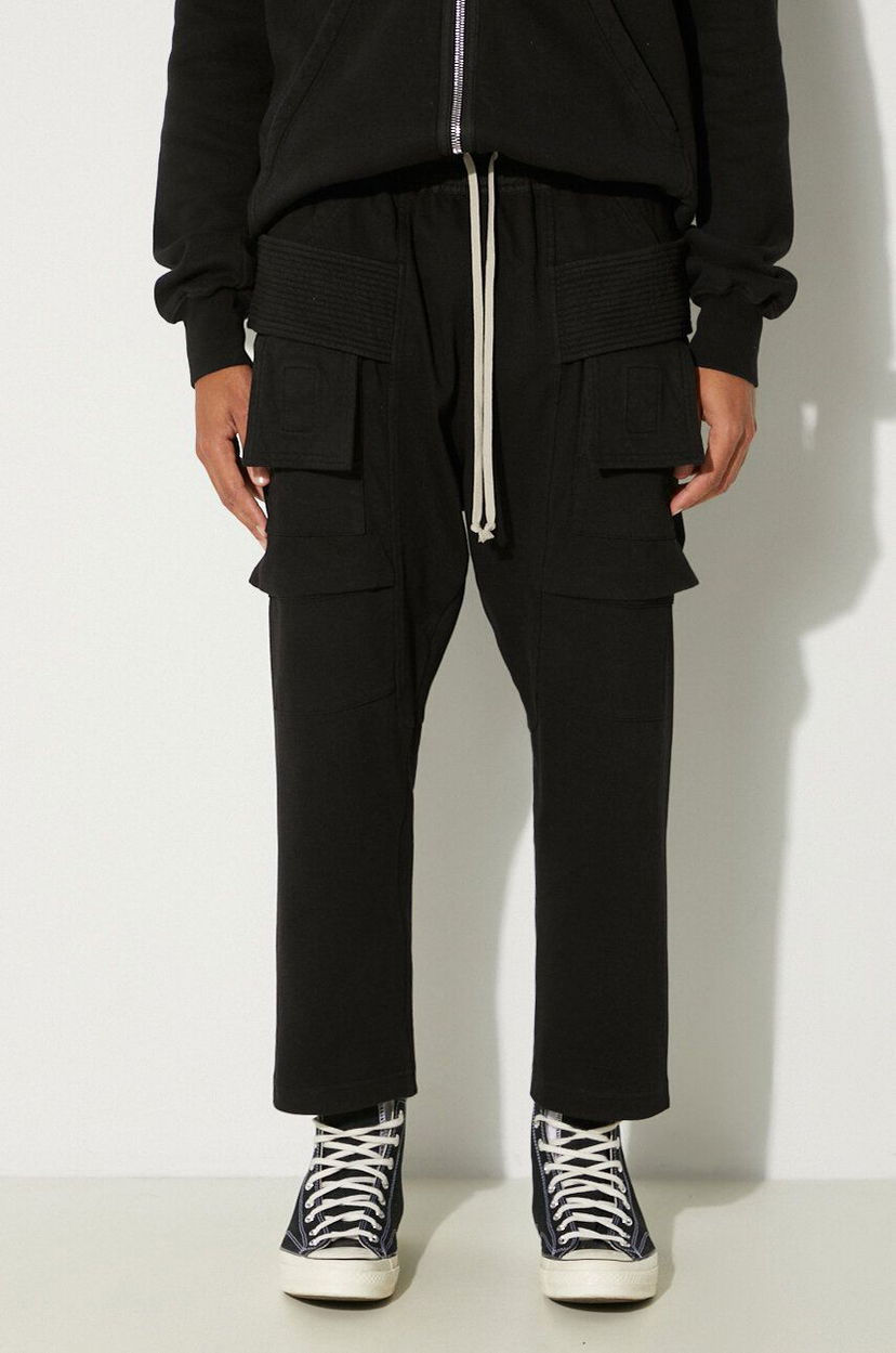 Cargo housut Rick Owens Rick Owens Creatch Cargo Cropped Drawstring Sweatpants Musta | DU02D2371.RIG