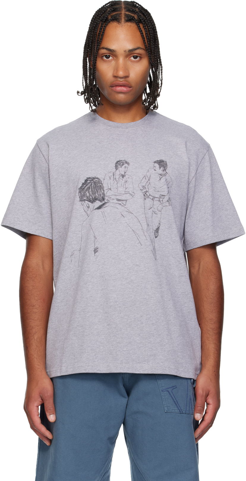 T-paita JW Anderson Cafe Scene Printed T-shirt Harmaa | JT0303-PG1510